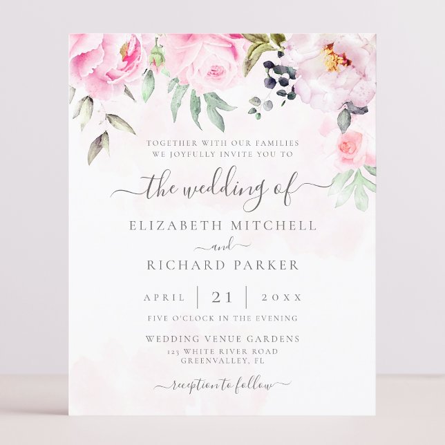 Budget Watercolor Floral Wedding Invitation (Creator Uploaded)