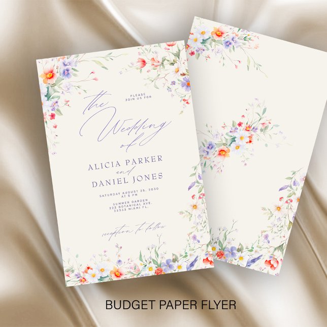 Budget watercolor floral wedding invitation flyer (Creator Uploaded)