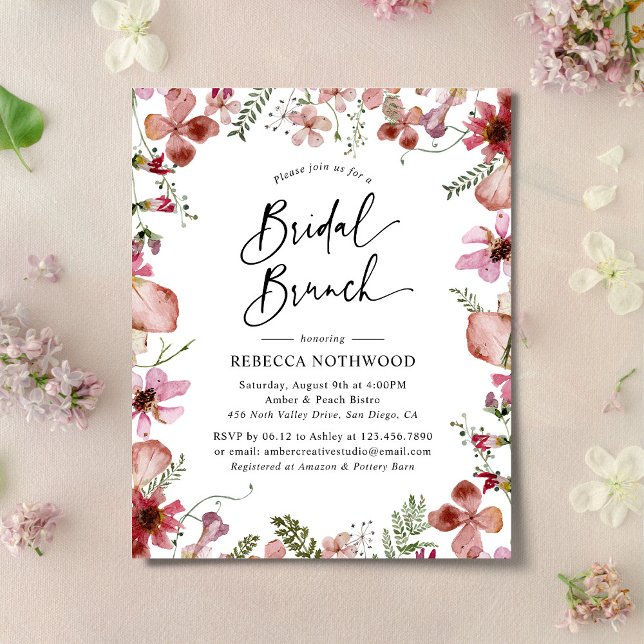 Budget Watercolor Florals Bridal Brunch Invitation (Creator Uploaded)