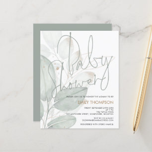 Budget Watercolor Foliage Baby Shower Invitation