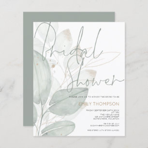 Budget Watercolor Foliage Bridal Shower Invitation