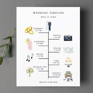 Budget Watercolor Icon Wedding Day Timeline