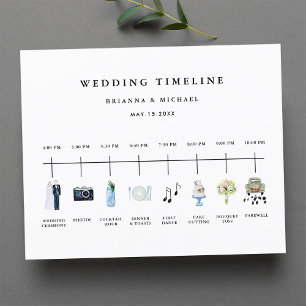 Budget Watercolor Icon Wedding Day Timeline