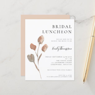 Budget Watercolor Leaves Bridal Luncheon Invite