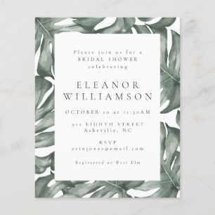 Budget Watercolor Monstera Bridal Shower Invite