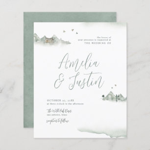 Budget Watercolor Mountains Destination Wedding