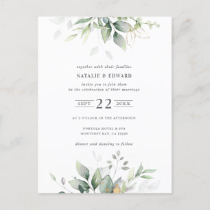 budget watercolor muted green foliage postcard