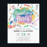Budget Watercolor Paint Painting Party Birthday<br><div class="desc">Cute Watercolor Art Paint Painting Party Birthday Invitation</div>