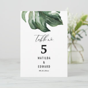 Budget watercolor palm elegant table number