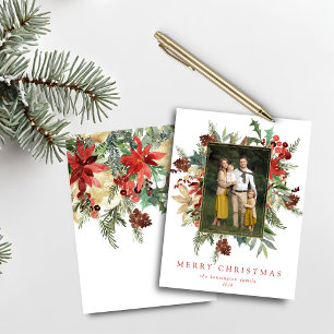Budget Watercolor Pine Gold Christmas Photo