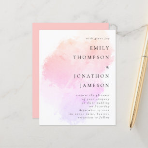 Budget Watercolor Pink Coral Wedding Invitation