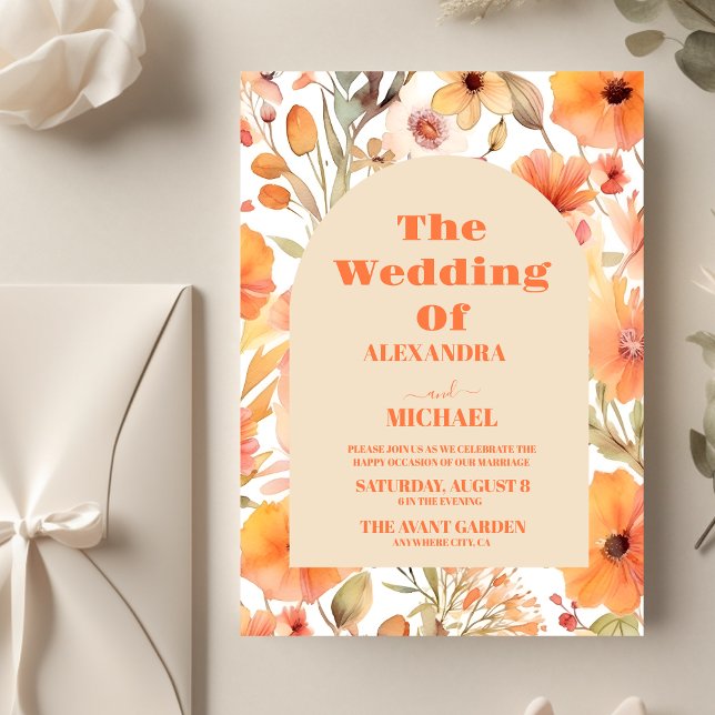 Budget Watercolor Pink Orange Wildflowers Wedding (Creator Uploaded)