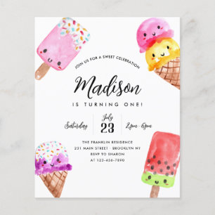Budget Watercolor Popsicle Cone Ice Cream Birthday