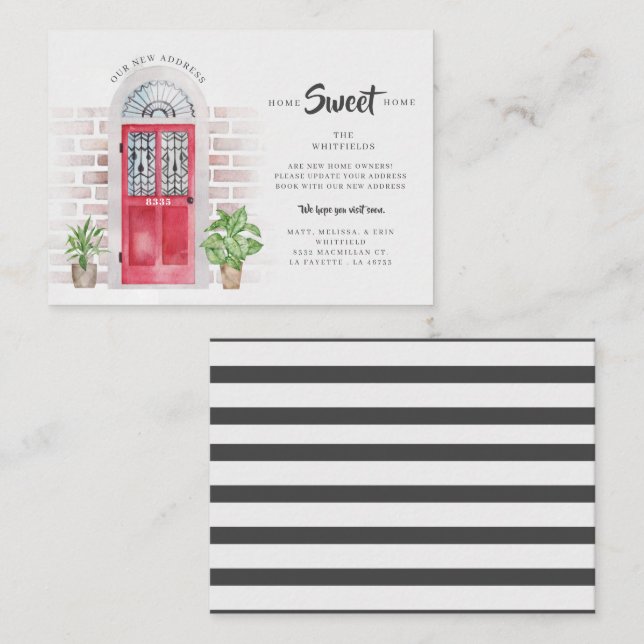 Budget Watercolor Red Door Moving Announcement (Front/Back)