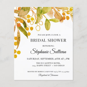 Budget Watercolor Rust Bridal Shower Invitation