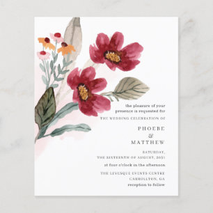 Budget Watercolor Rustic Burgundy Floral Wedding