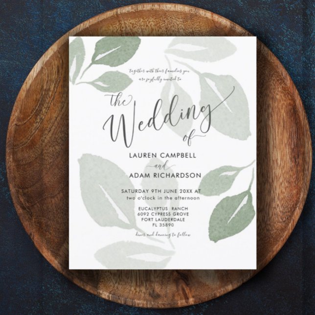 Budget Watercolor Sage Green Wedding Invitation (Creator Uploaded)