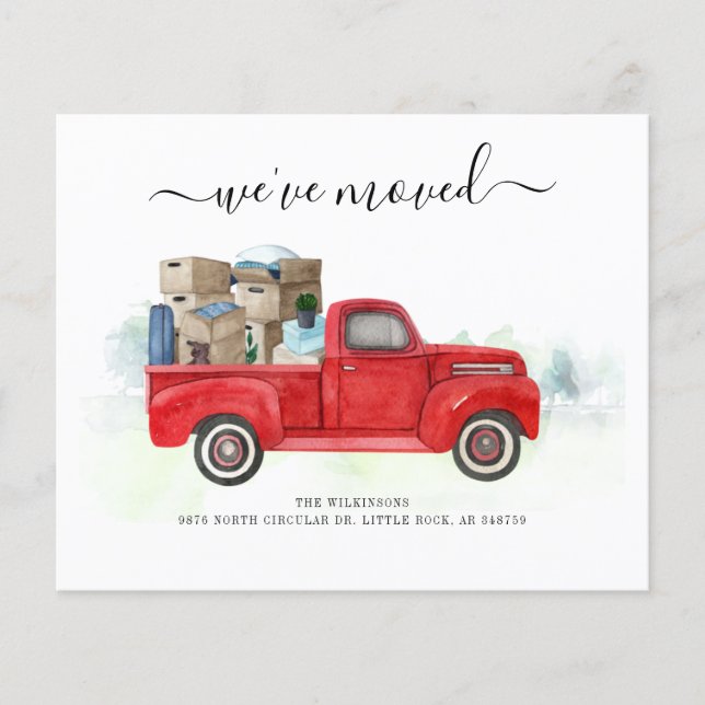 Budget Watercolor Script We've Moved Modern Moving (Front)