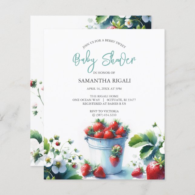 Budget Watercolor Summer Baby Shower (Front/Back)