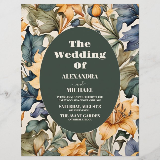 Budget Watercolor Sunflower Botanical Wedding Flyer (Front)