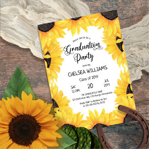 Budget Watercolor Sunflowers Graduation Party Flyer