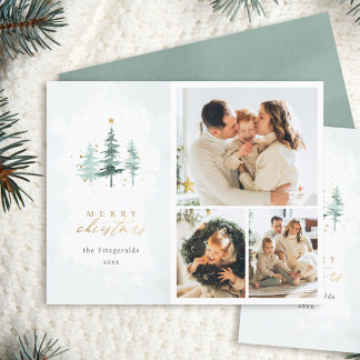 Budget Watercolor Trees 3 Photo Collage Christmas