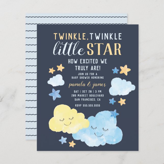 Budget Watercolor Twinkle Little Star Baby Shower (Front/Back)