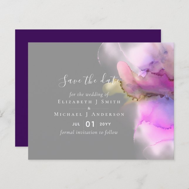 BUDGET Watercolor Wedding Abstract Save Dates (Front/Back)