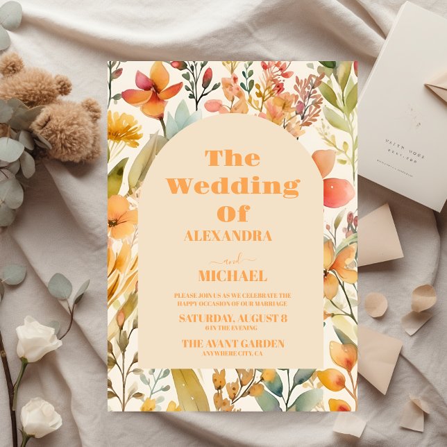 Budget Watercolor Wildflowers Wedding, Pink Yellow Flyer (Creator Uploaded)