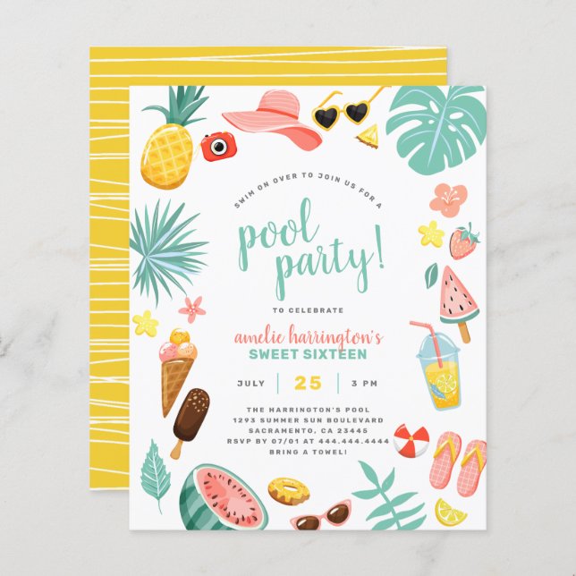 Budget Watermelon, Pineapple & Tropical Pool Party (Front/Back)