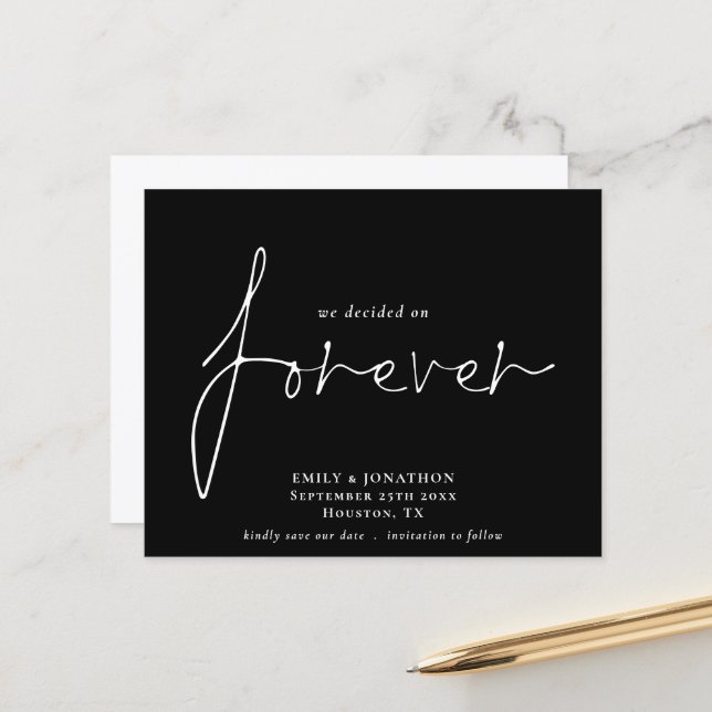Budget We Decided on Forever Black Save The Date (Front/Back In Situ)