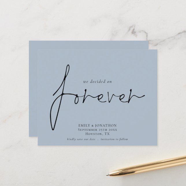 Budget We Decided on Forever Blue Save The Date (Front/Back In Situ)