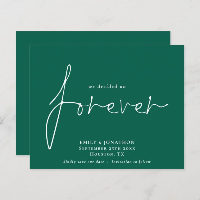 Budget We Decided on Forever Emerald Save The Date (Front/Back)