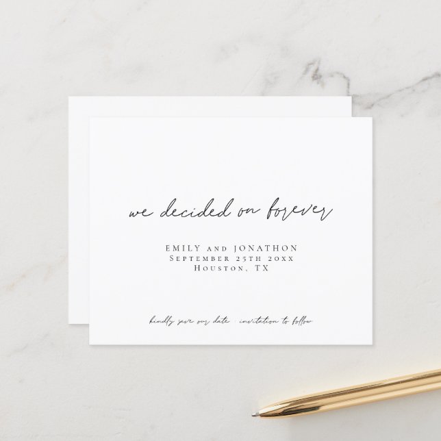 Budget We Decided on Forever Script Save The Date  (Front/Back In Situ)