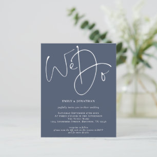 Budget We Do Dusty Navy Blue QR Wedding Invite