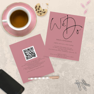 Budget We Do Dusty Rose QR Code Wedding Invite