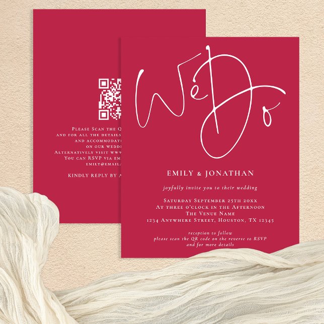 Budget We Do Magenta QR Wedding Invite (Creator Uploaded)