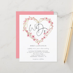 Budget We Do Sakura Heart Frame Wedding Invitation