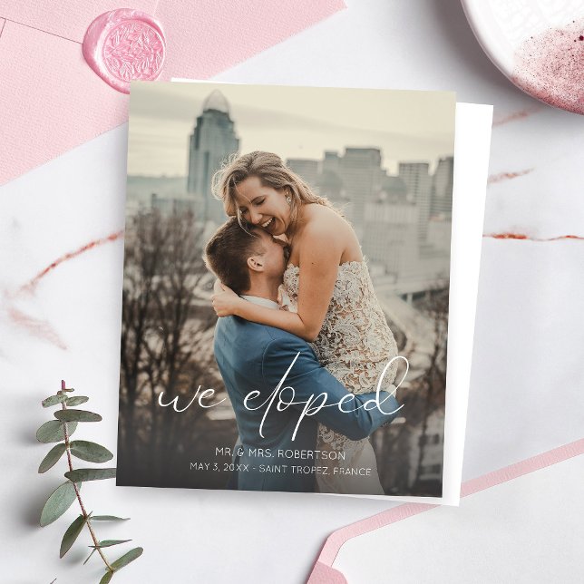 Budget We Eloped Photo Callig Wedding Announcement (Creator Uploaded)