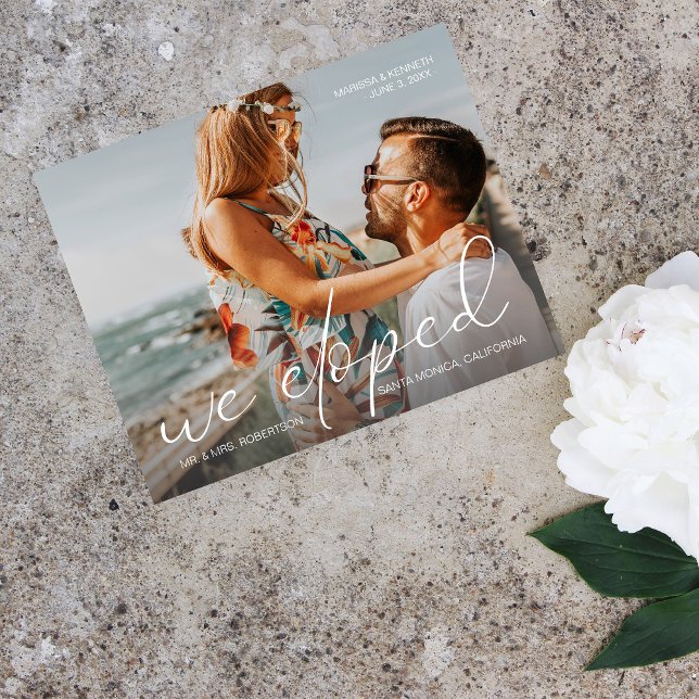 Budget We Eloped Photo Landcp Wedding Announcement Flyer (Creator Uploaded)