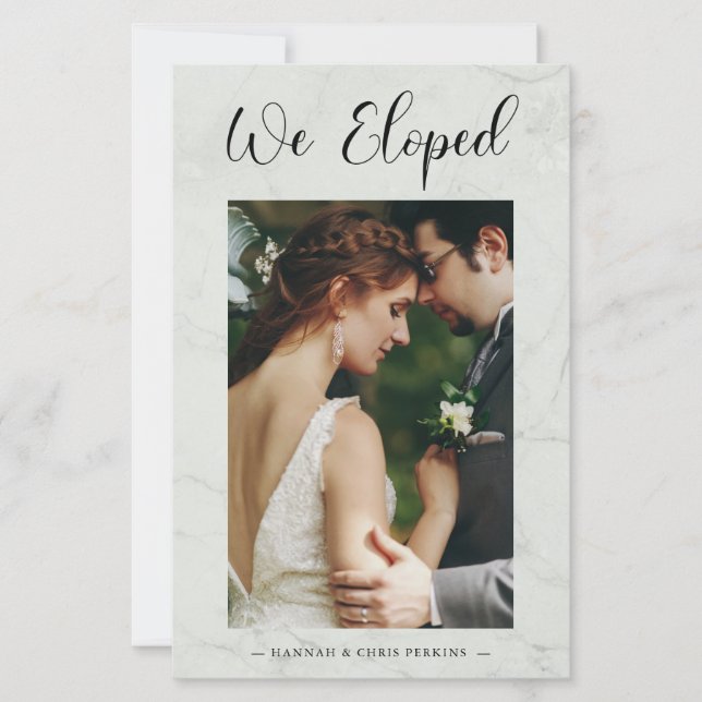 Budget We Eloped Photo Wedding Elegant Marble (Front)