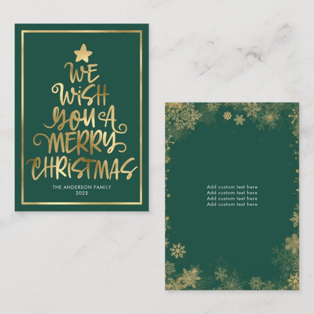 Budget We Wish You A Merry Christmas Green Fun Card (Front/Back)