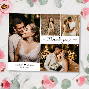 Budget Wedding 4 Photo Collage Thank You Script Flyer