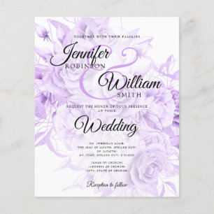 Budget Wedding Black & Purple Floral Invitation Flyer