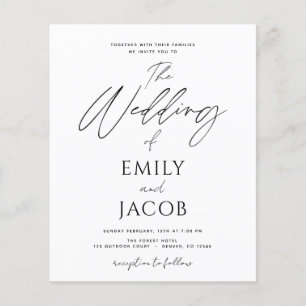 Budget Wedding Black White Script Typography