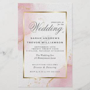 Budget Wedding Blush Pink Gold Abstract Marbled  I