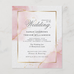 Budget Wedding Blush Pink Gold Abstract Marbled I