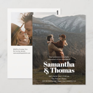 Budget Wedding Bold Elegant 3 Photo Postcard