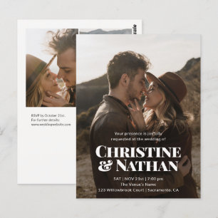 Budget Wedding Bold Elegant 3 Photo Postcard
