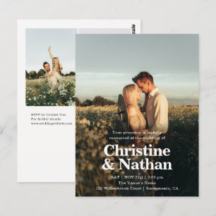 Budget Wedding Bold Rustic Elegant 3 Photo Postcard